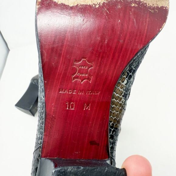 Vintage Y2K Nine West Gray Snake Print Leather Ankle Booties Women's 10 Side Zip - Picture 9 of 11